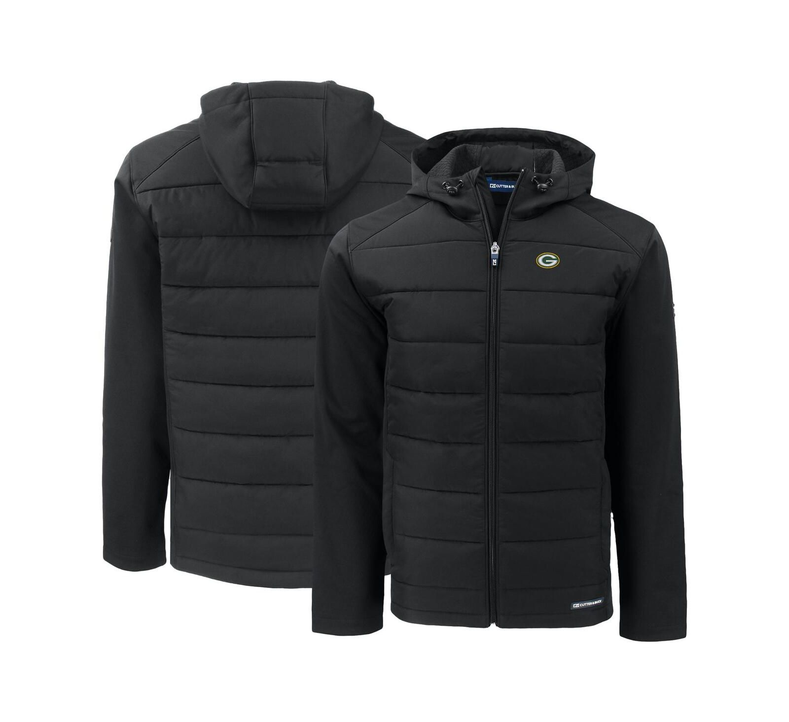 Мужская куртка Cutter & Buck Black Green Bay Packers Evoke PrimaLoft Hybrid Eco Softshell Full-Zip Hooded