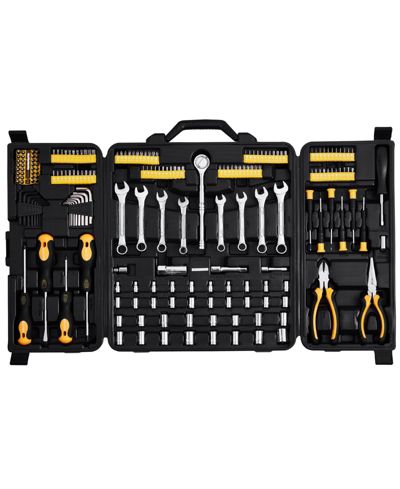Mecale 221-Piece Mechanics Tool Set, 1/4" & 3/8" Drive SAE & Metric Sockets, Bits, Wrenches, Ratchet, Accessories, Plastic Case