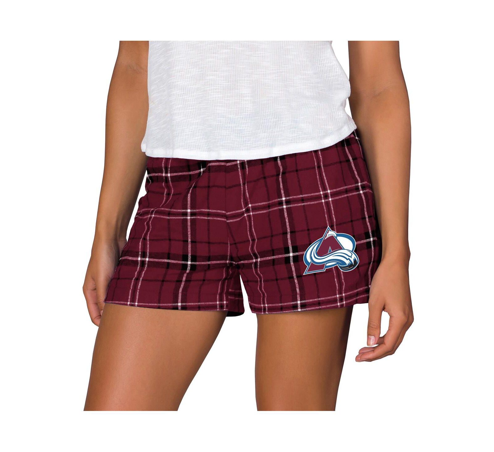 Женские фланелевые шорты Concepts Sport Colorado Avalanche бордового и черного цвета