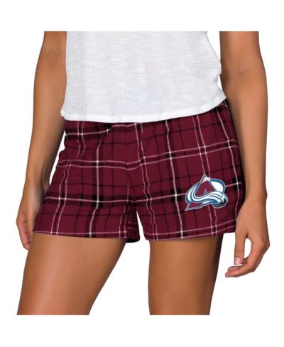 Женские фланелевые шорты Concepts Sport Colorado Avalanche бордового и черного цвета