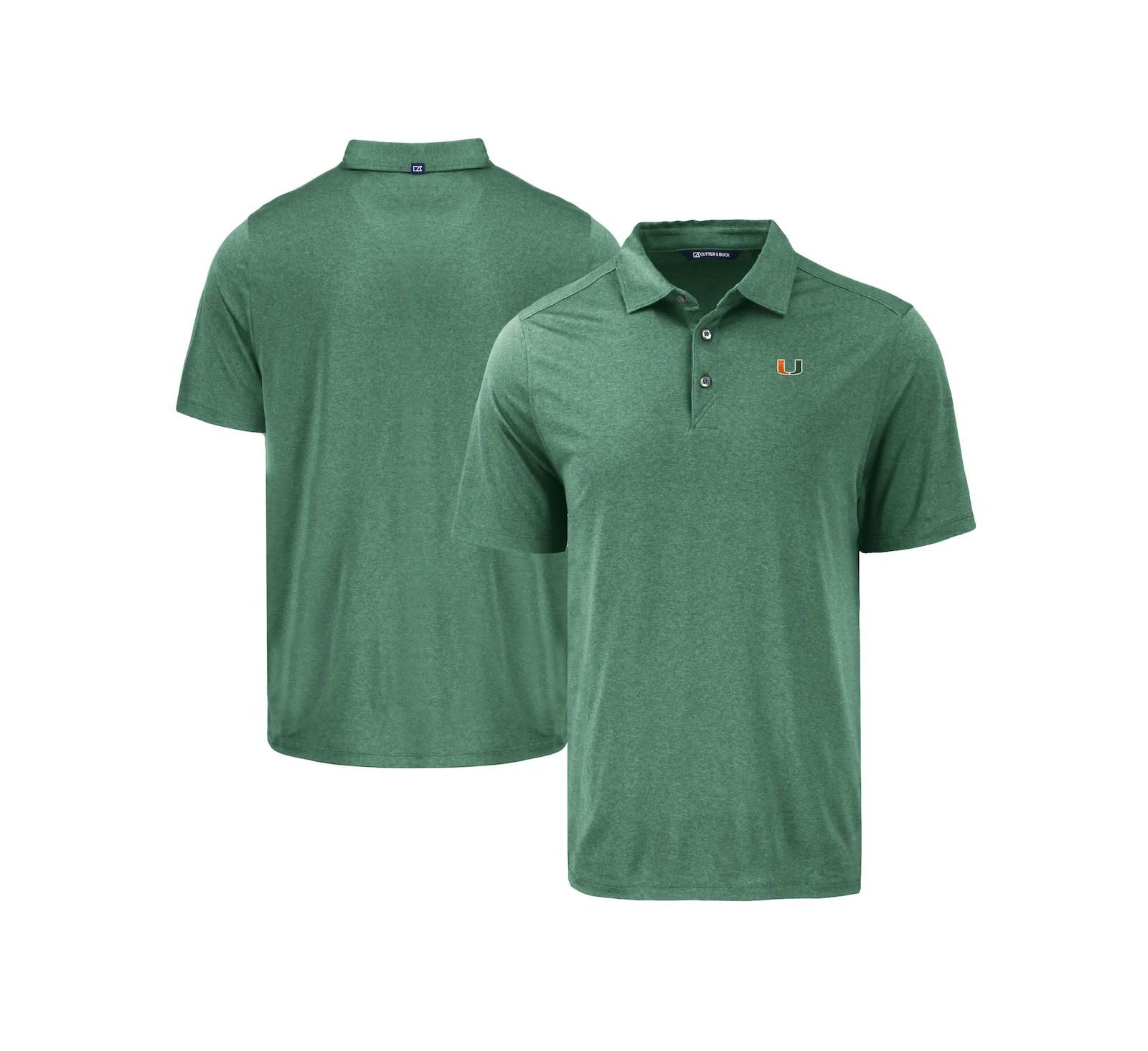 Cutter & Buck Men's Green Miami Hurricanes Coastline Epic Comfort Eco Polo Shirt