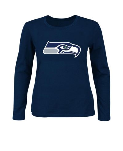 Женская футболка Fanatics College Navy Seattle Seahawks Plus Size Long Sleeve