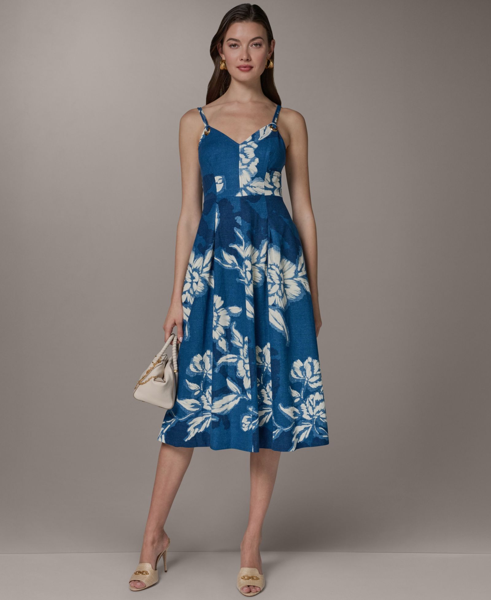 Женское платье Donna Karan New York V-Neck Linen Blend