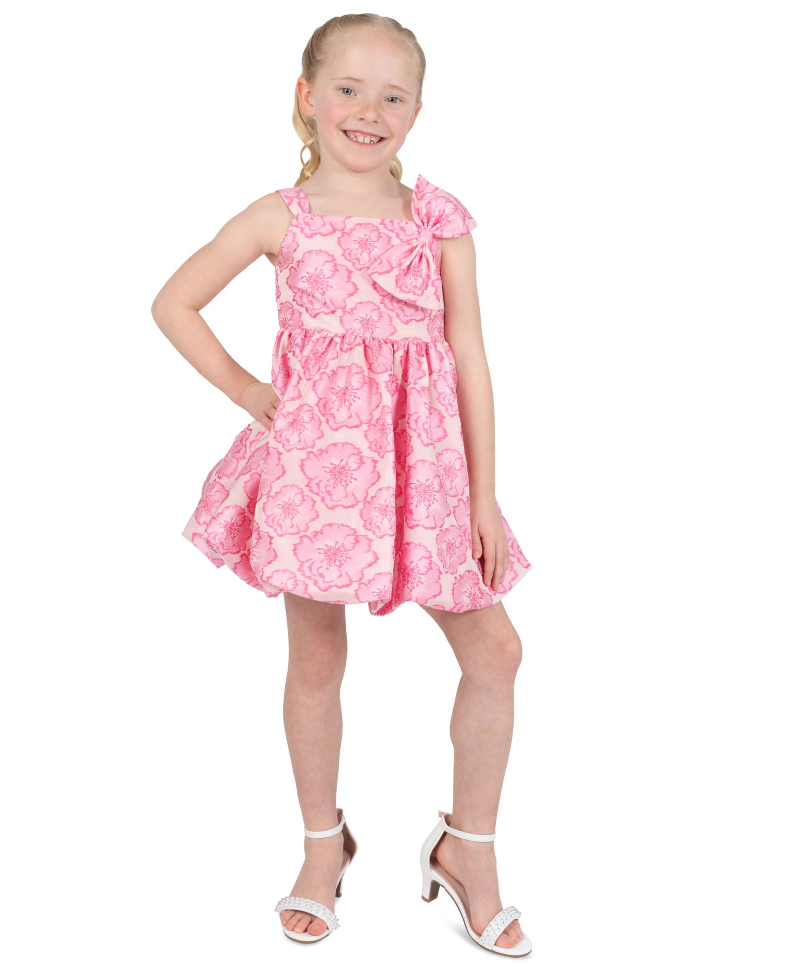 Rare Editions Girls' 2T-6X Square Neck Printed Dress