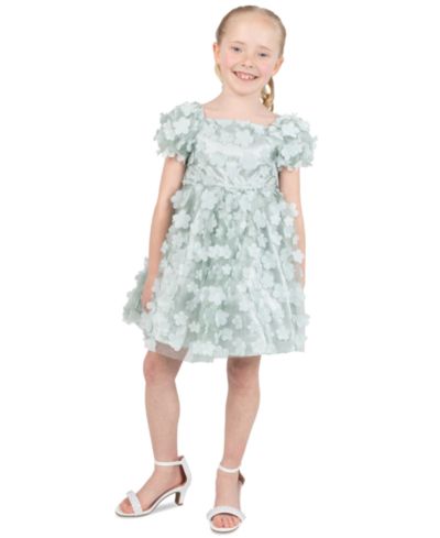 Rare Editions Girls' 2T-6X Square Neck Short-Sleeve Dress
