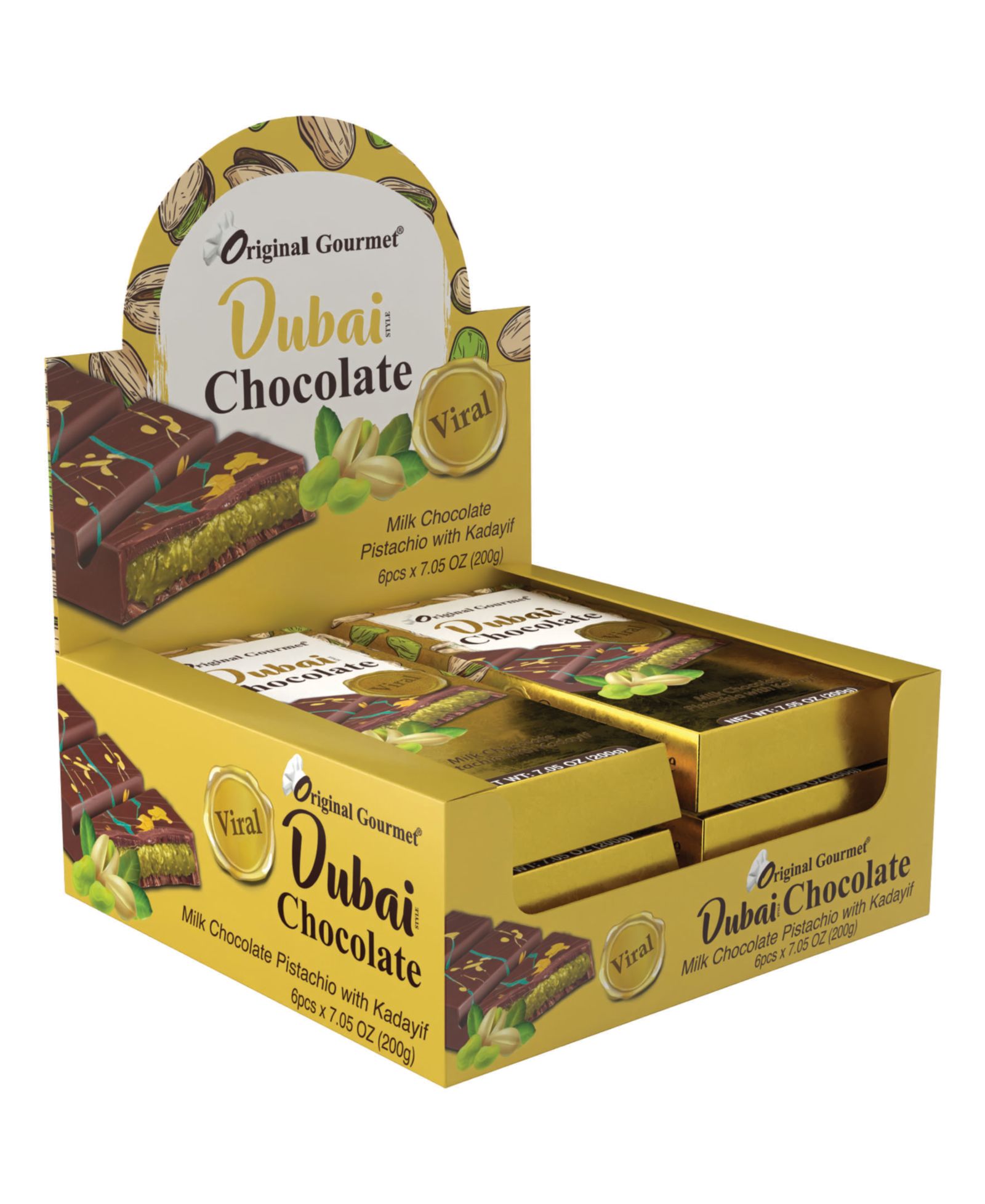 Original Gourmet шоколадный батончик Dubai Milk Chocolate, 6 шт.