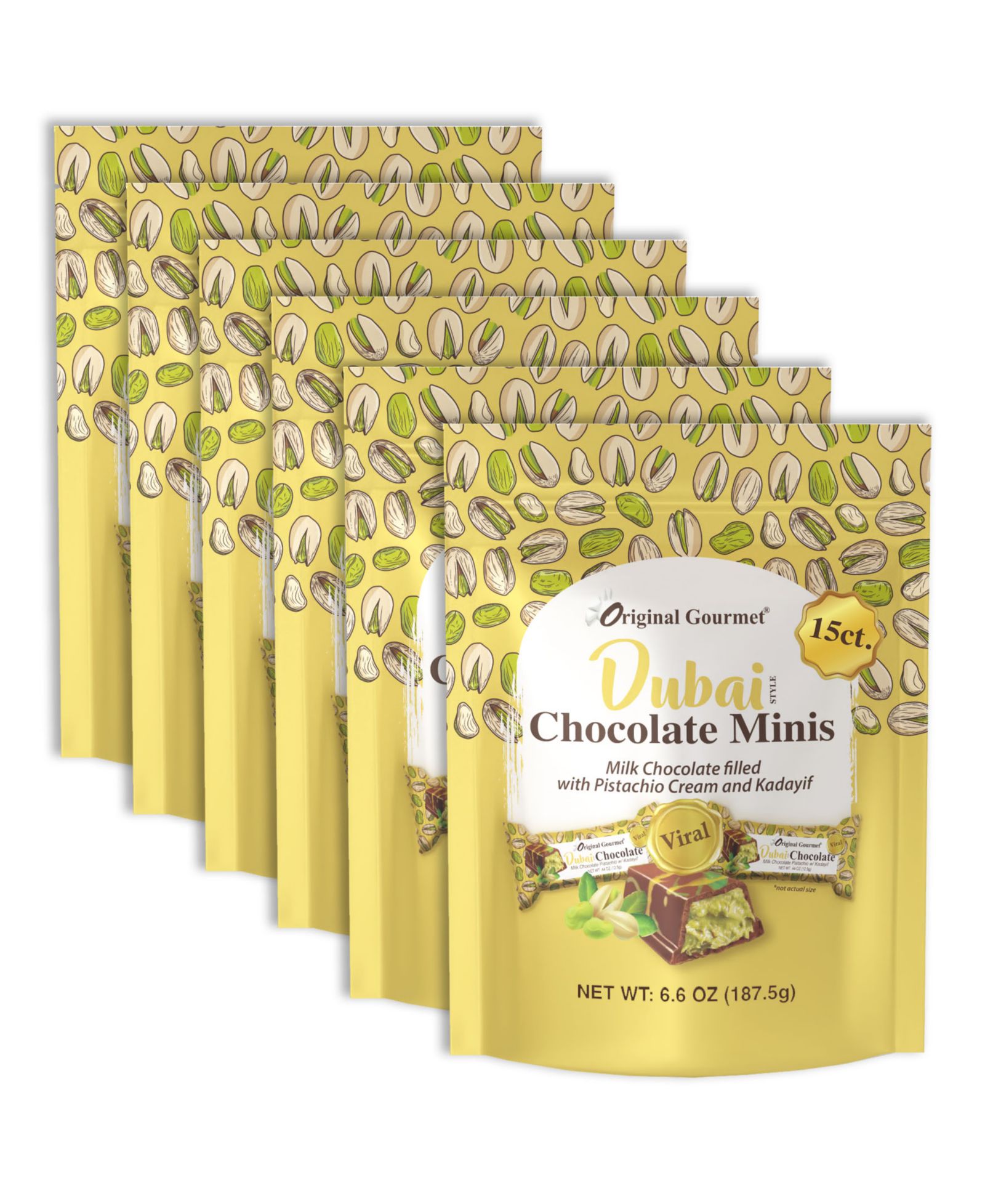 Набор мини-шоколадок Original Gourmet Dubai Milk Chocolate 6 Pack с 15 шт