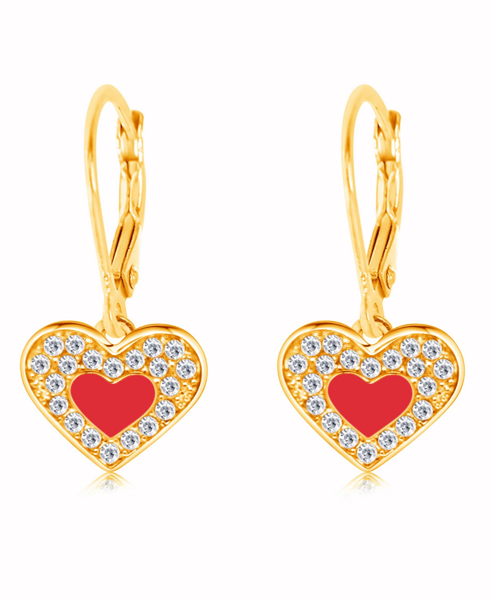 Chanteur Girls 18K Yellow Gold Plated Heart Hypoallergenic Earrings with Sterling Silver Leverbacks
