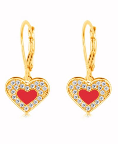 Chanteur Girls 18K Yellow Gold Plated Heart Hypoallergenic Earrings with Sterling Silver Leverbacks