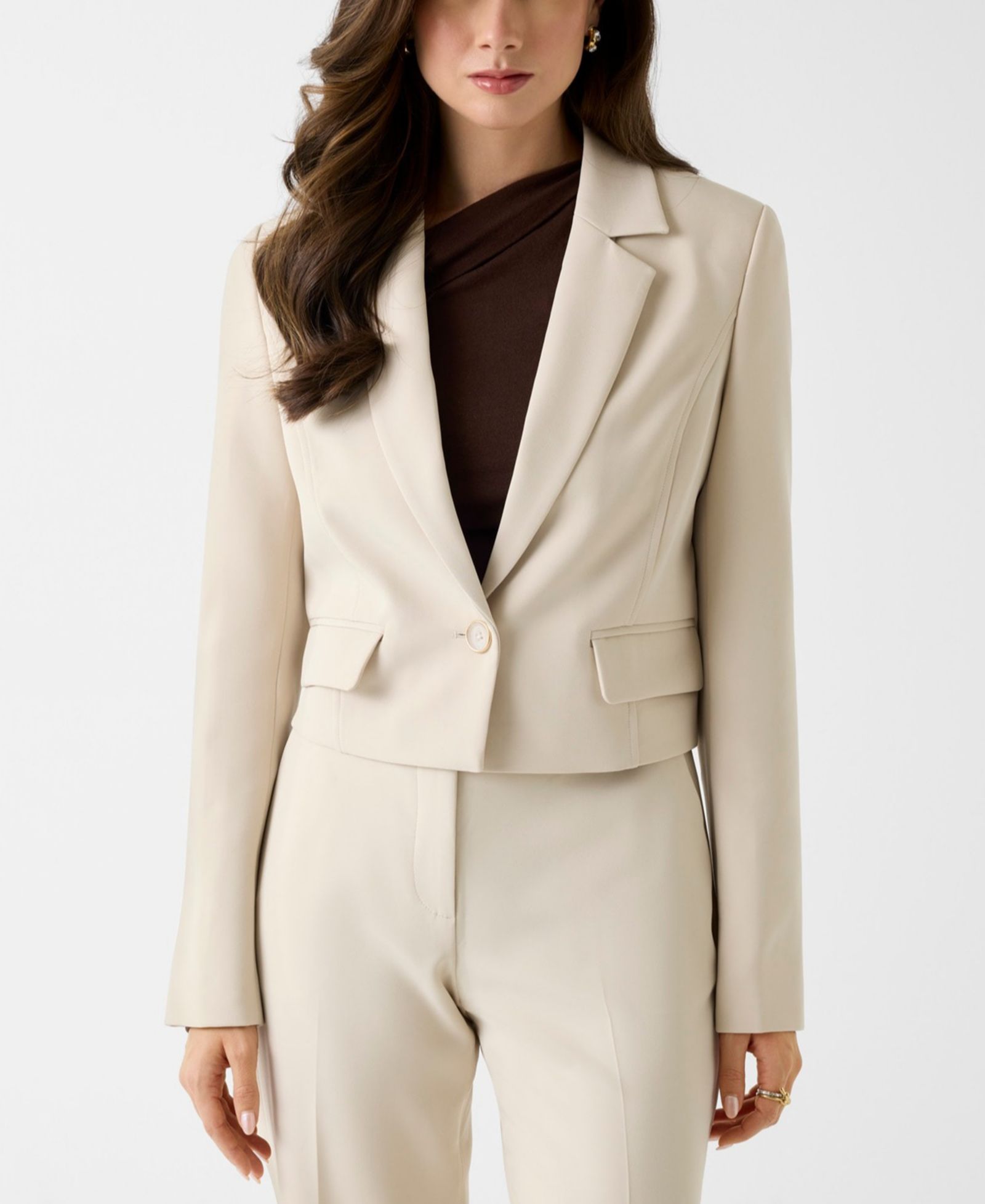 GUESS Women's Leila Single-Breasted Cropped Blazer