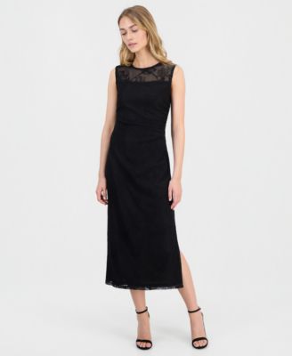 Женское платье Anne Klein Embroidered-Tulle Sleeveless Midi