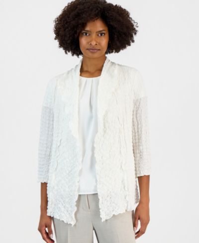 Жакет Kasper Women's 3/4-Sleeve Crinkle Knit Open-Front Jacket