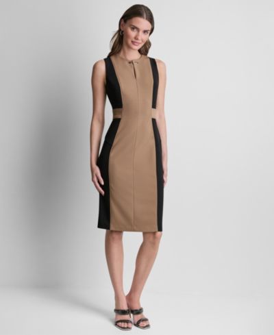 DKNY Женское платье-футляр без рукавов с круглым вырезом Jewel Neck