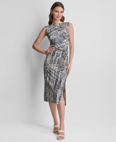 DKNY Женский Sleeveless Side Knot Midi Dress