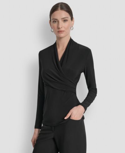 Женский топ DKNY Petite Matte Jersey Faux Wrap