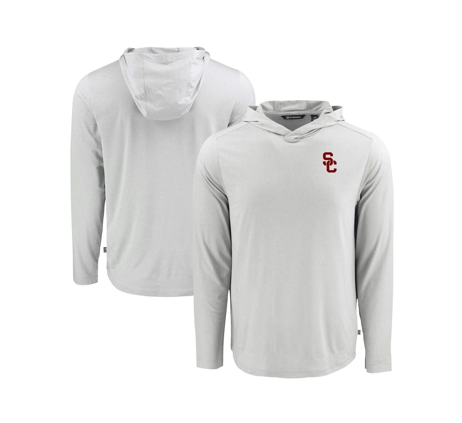 Мужское худи Cutter & Buck Coastline Epic Comfort Eco с длинным рукавом серого цвета с логотипом USC Trojans