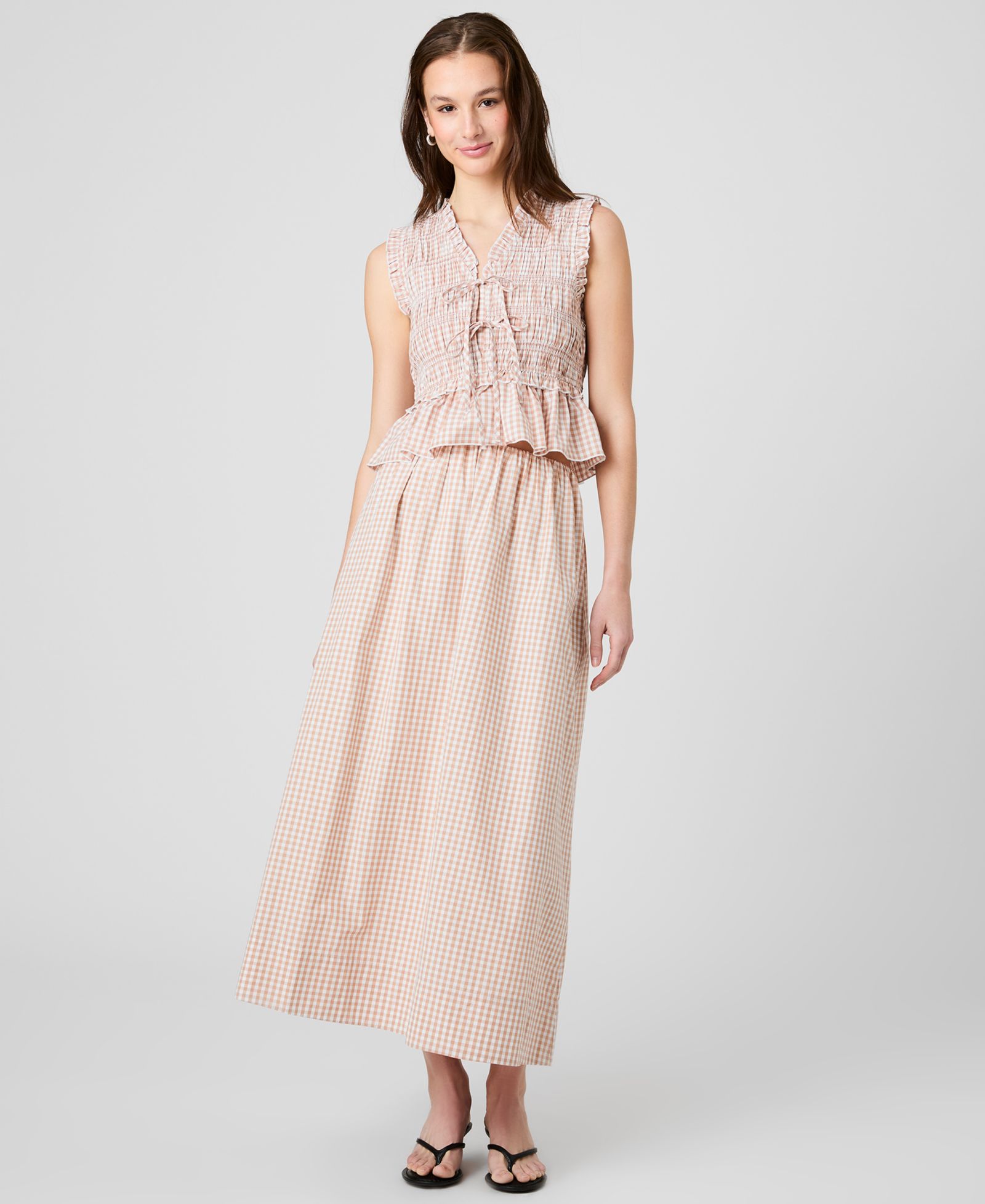 French Connection Женская миди-юбка Gingham с драпировкой на талии