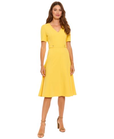 Платье London Times Petite Short-Sleeve V-Neck Midi