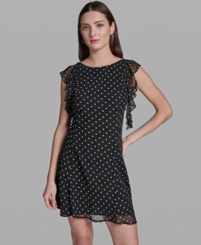BCBG Women's Flutter-Sleeve Polka Dot Dress