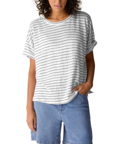 Eileen Fisher Женский топ с коротким рукавом и круглым вырезом