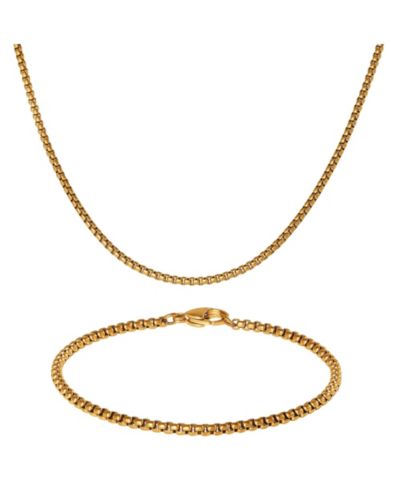 Мужской набор цепей Lucky Brand Gold-Tone - 22'' Box Necklace & 8.5'' Bracelet