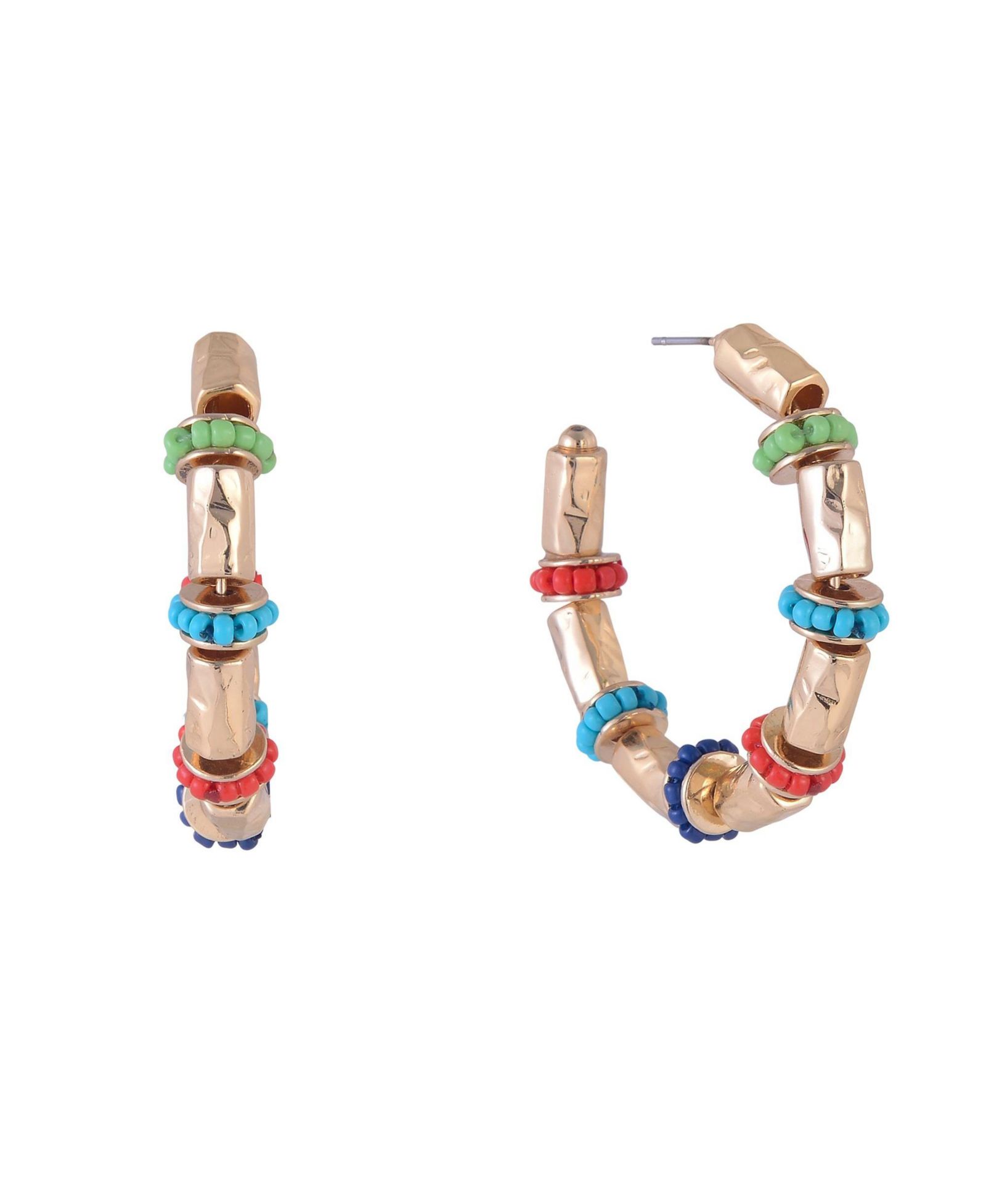 RACHEL Rachel Roy Gold Tone Hoops with Multi Color Seedbeads