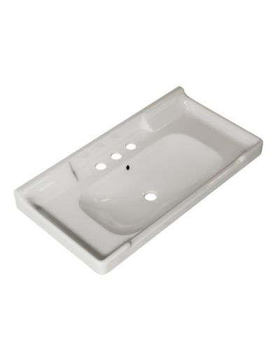 Sillysis 36" Bathroom Ceramic Sink Basin with 3 Faucet Holes, Rectangular Countertop Vanity with Overflow for Modern Bathroom