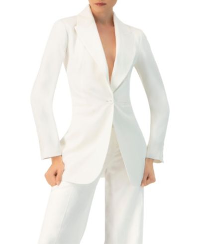 Ivonne Women's Single Button Cotton Blazer