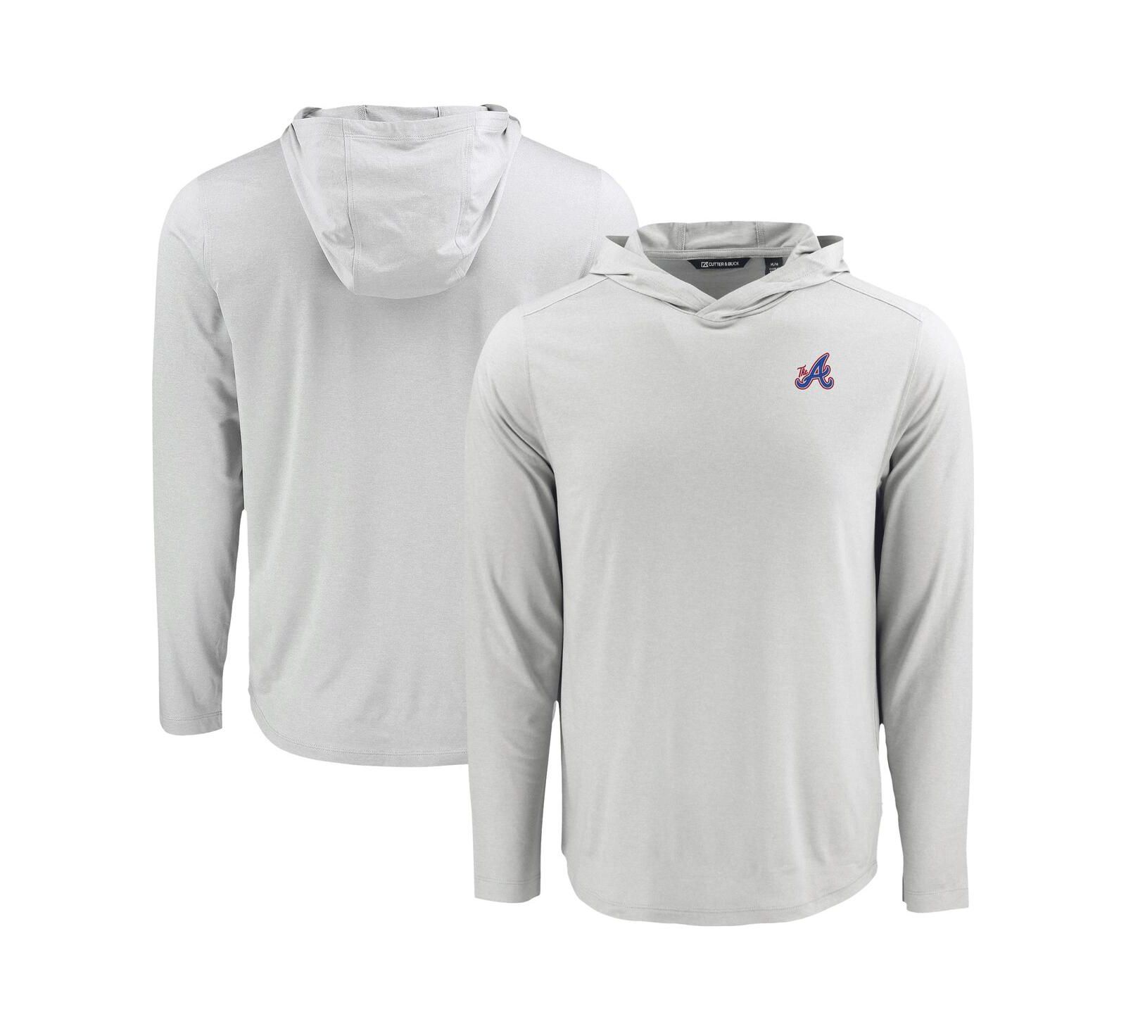 Cutter & Buck Men's Gray Atlanta Braves Coastline Epic Comfort Eco Hoodie Long Sleeve T-Shirt