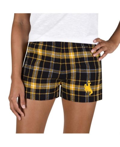 Шорты Concepts Sport Women's Black/Gold Wyoming Cowboys Flannel