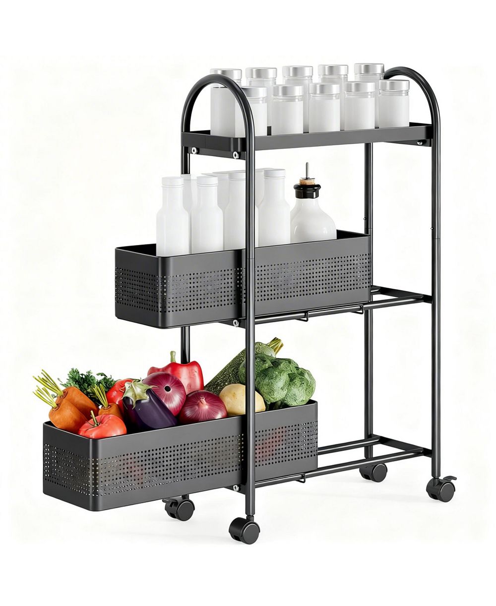 YIGII Slim Storage Cart with Pull-Out Baskets for Narrow Spaces - Kitchen, Bathroom, Laundry