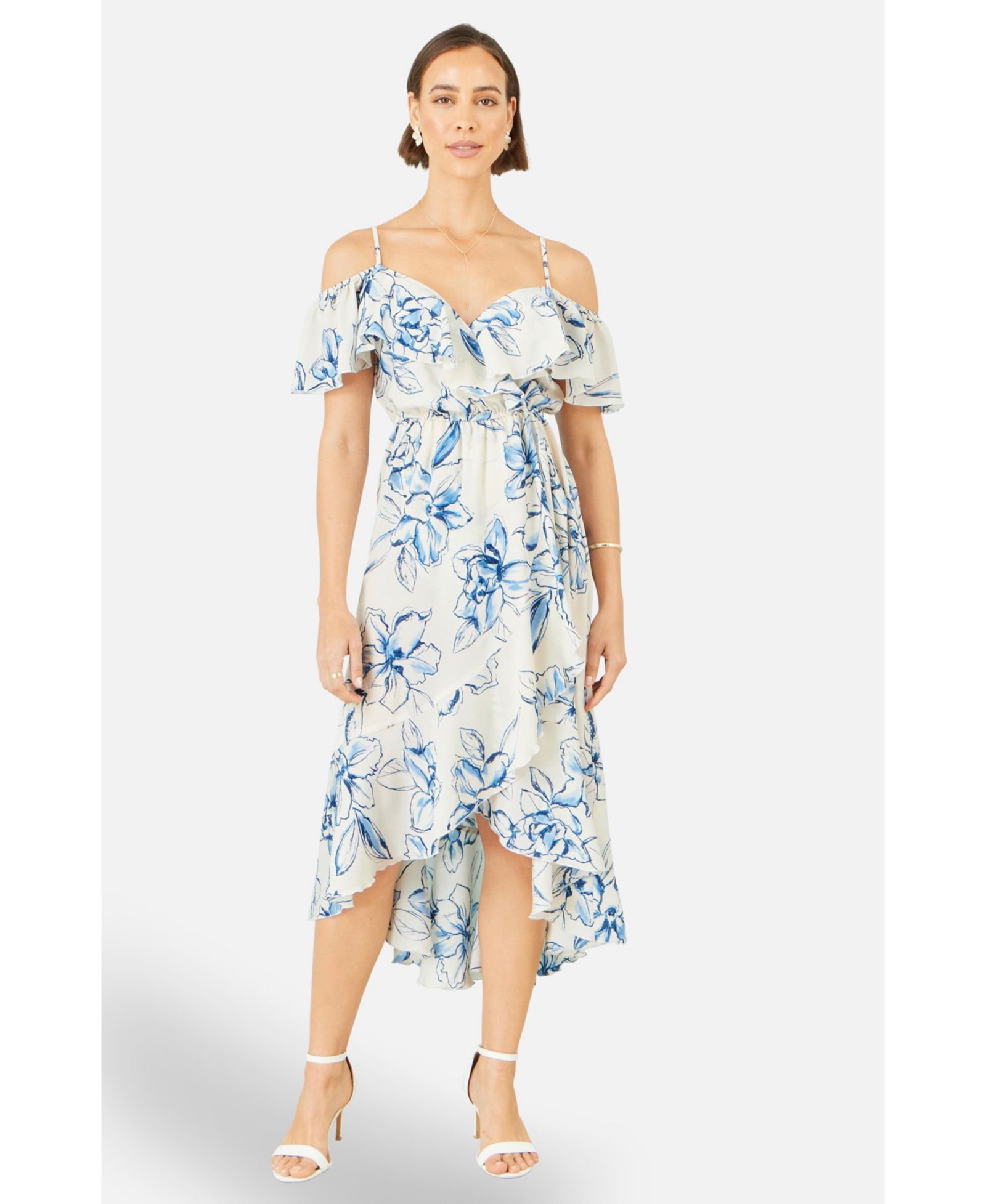 Женское миди-платье Yumi Floral Print Bardot
