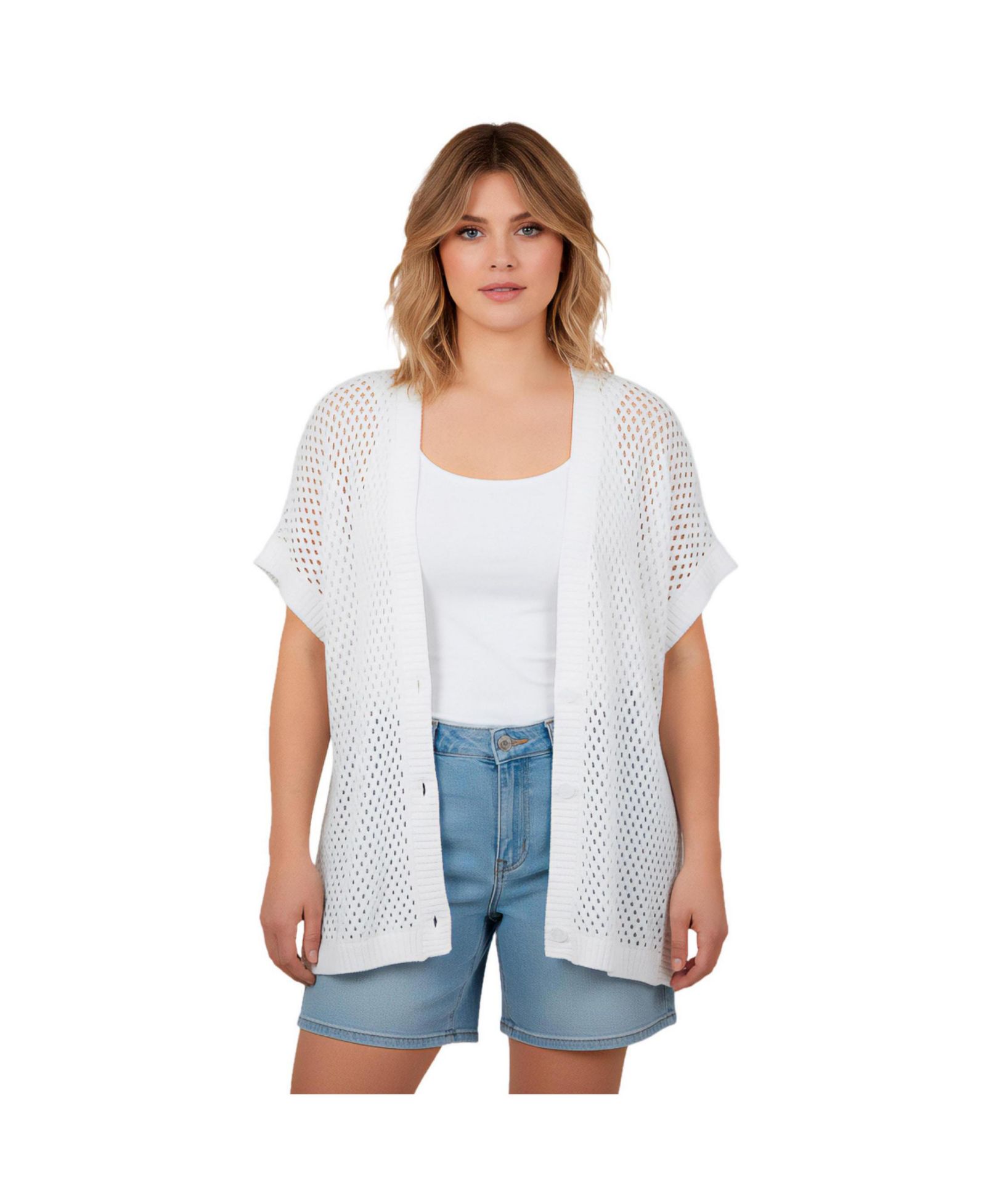 Женский кардиган AVENUE Short Sleeve Button Front