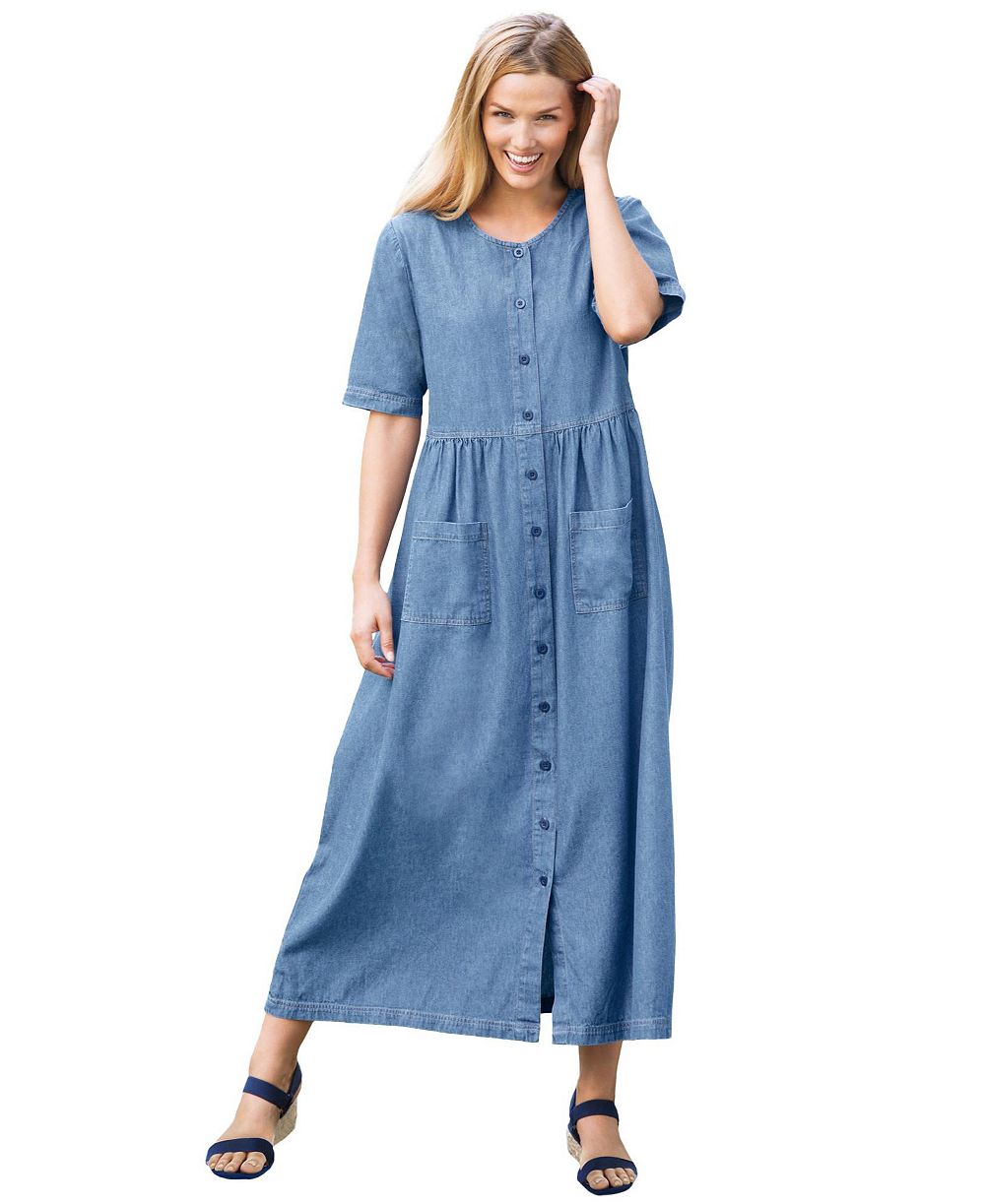 Женское джинсовое платье Woman Within Plus Size с коротким рукавом