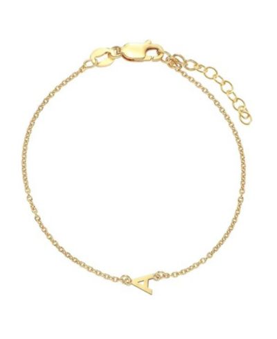 Oak & Luna 18K Gold Plated Inez Initial Bracelet/Anklet