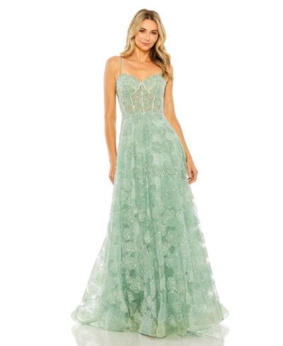 Mac Duggal Women's Embroidered Sweetheart Floral Corset A Line Gown