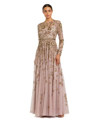 Mac Duggal Женское вечернее платье с сеткой и цветочным декором