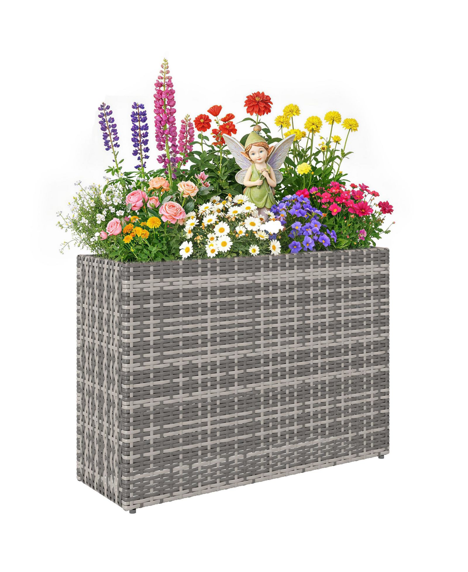 Outsunny Tall Recgular Planter Box with Removable Liner, Holes,