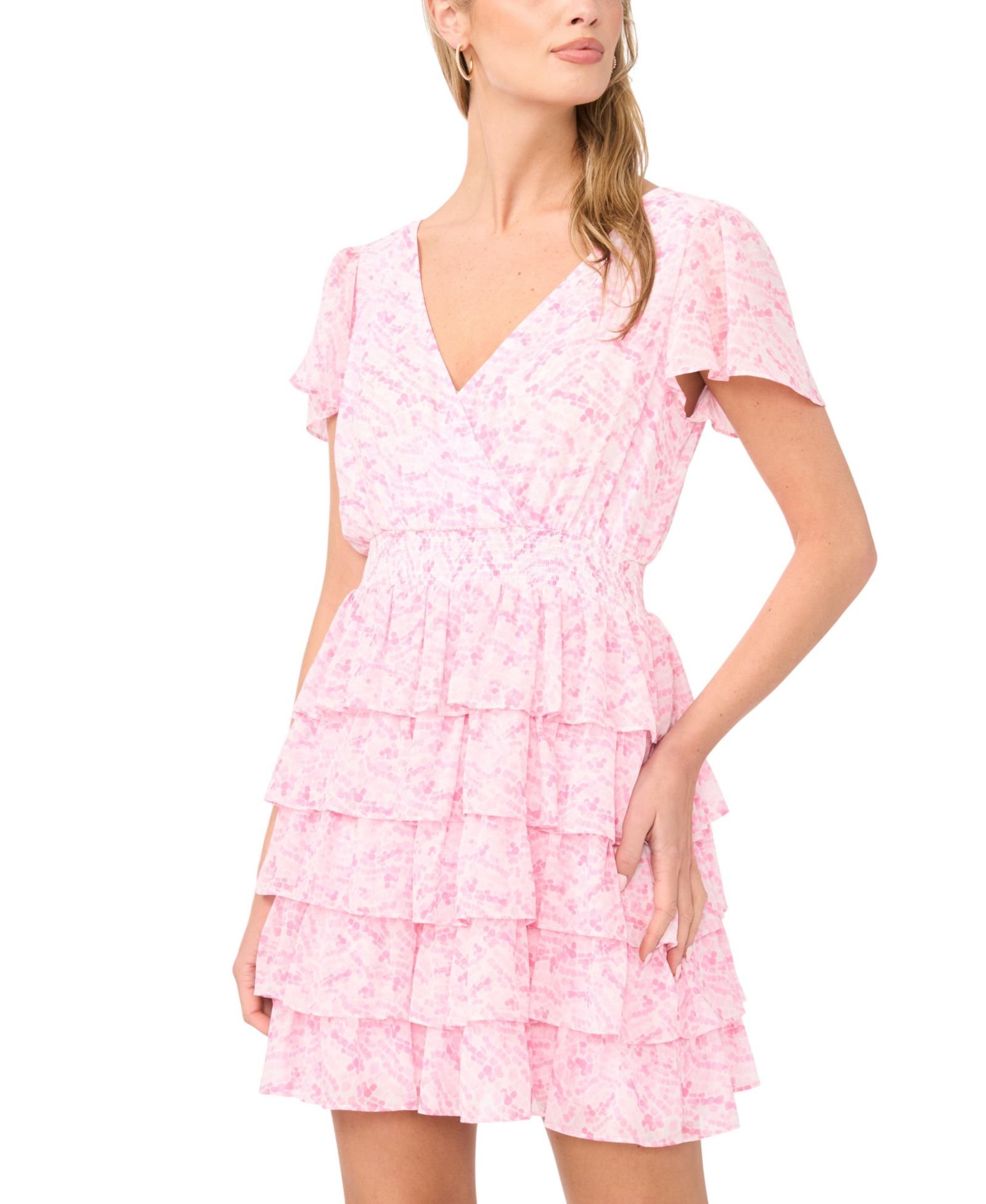Женское мини-платье 1.STATE Flutter-Sleeve V-Neck