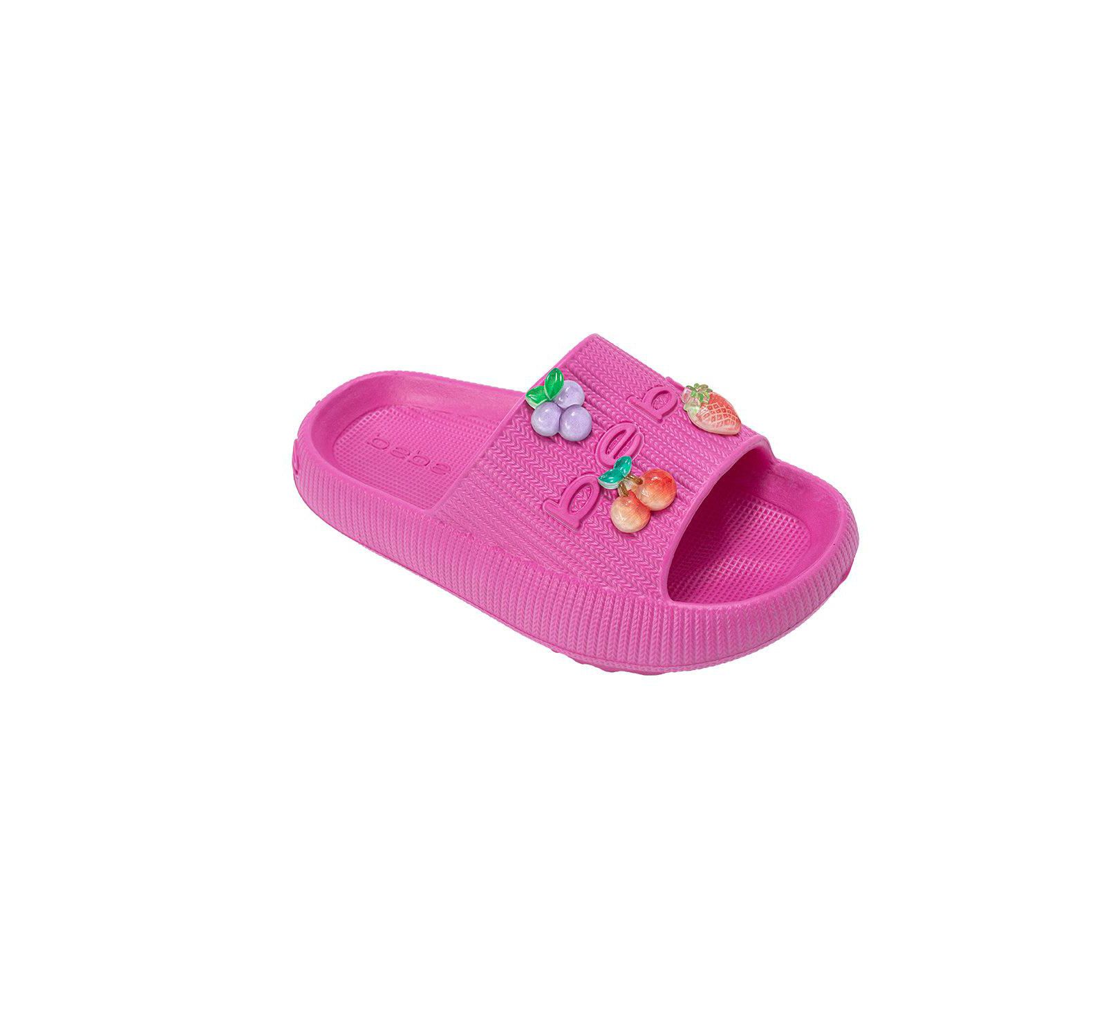 Bebe Girls Girls  EVA Slide - Lightweight and Comfy Slide Sandals with Fruit Charms