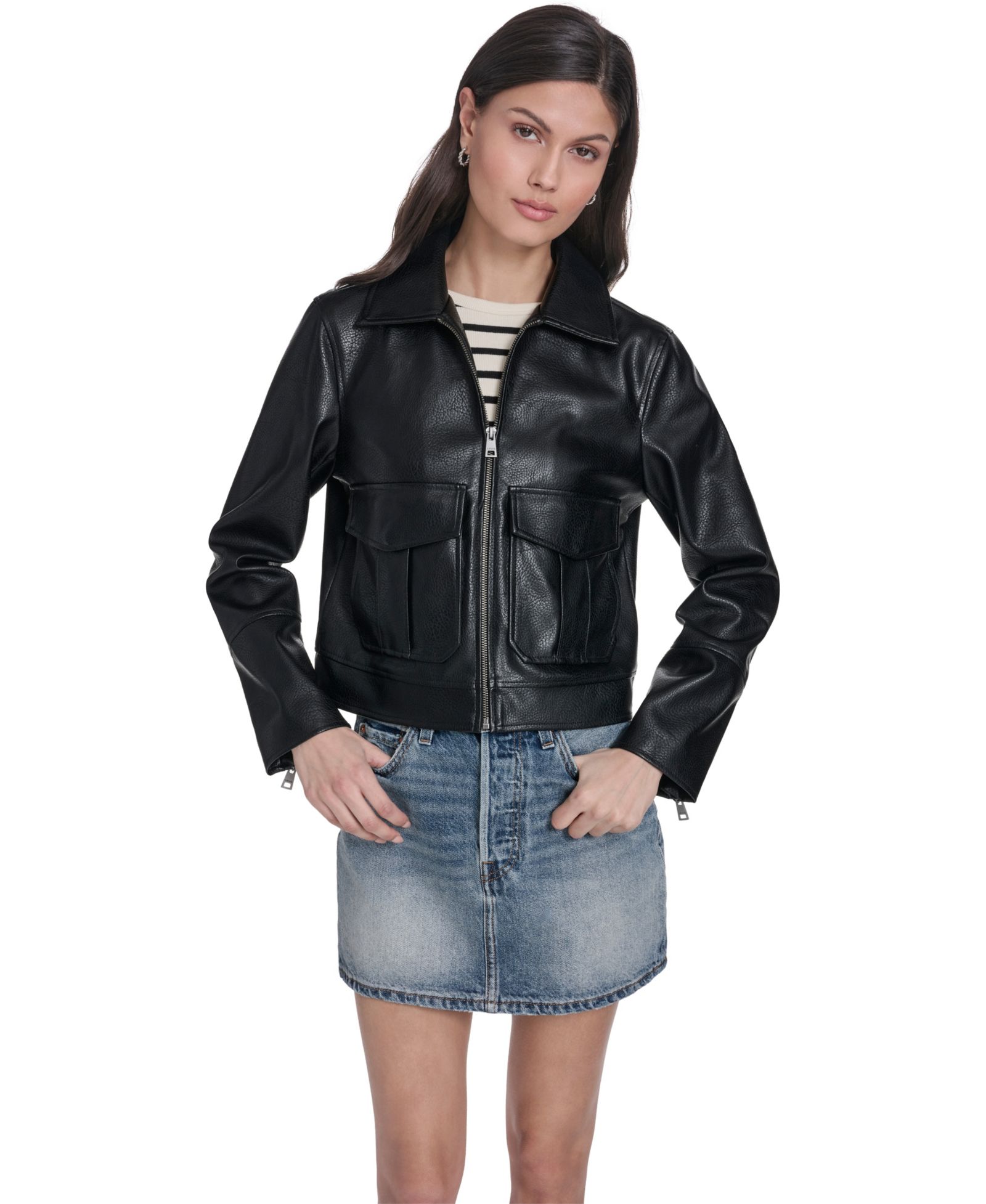 Levi's Women's Faux Leather Zip-Front Jacket