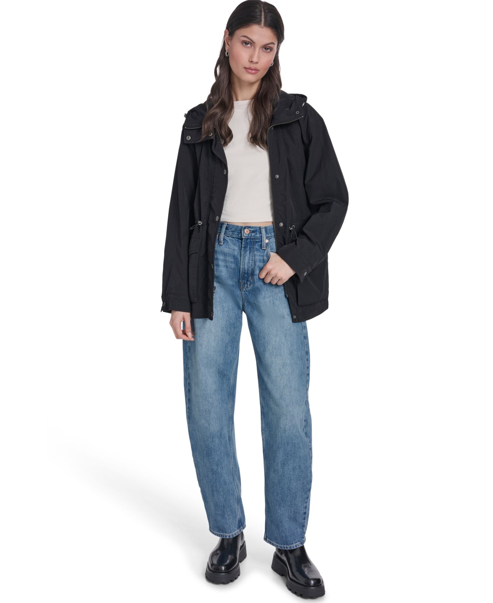 Levi's Женский Cinch-Waist Hooded Rain Anorak Jacket