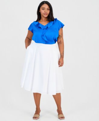 Миди-юбка Tahari ASL Plus Size Pleated Cotton