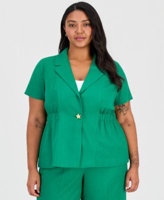 Женская куртка Tahari ASL Plus Size с V-образным вырезом и коротким рукавом