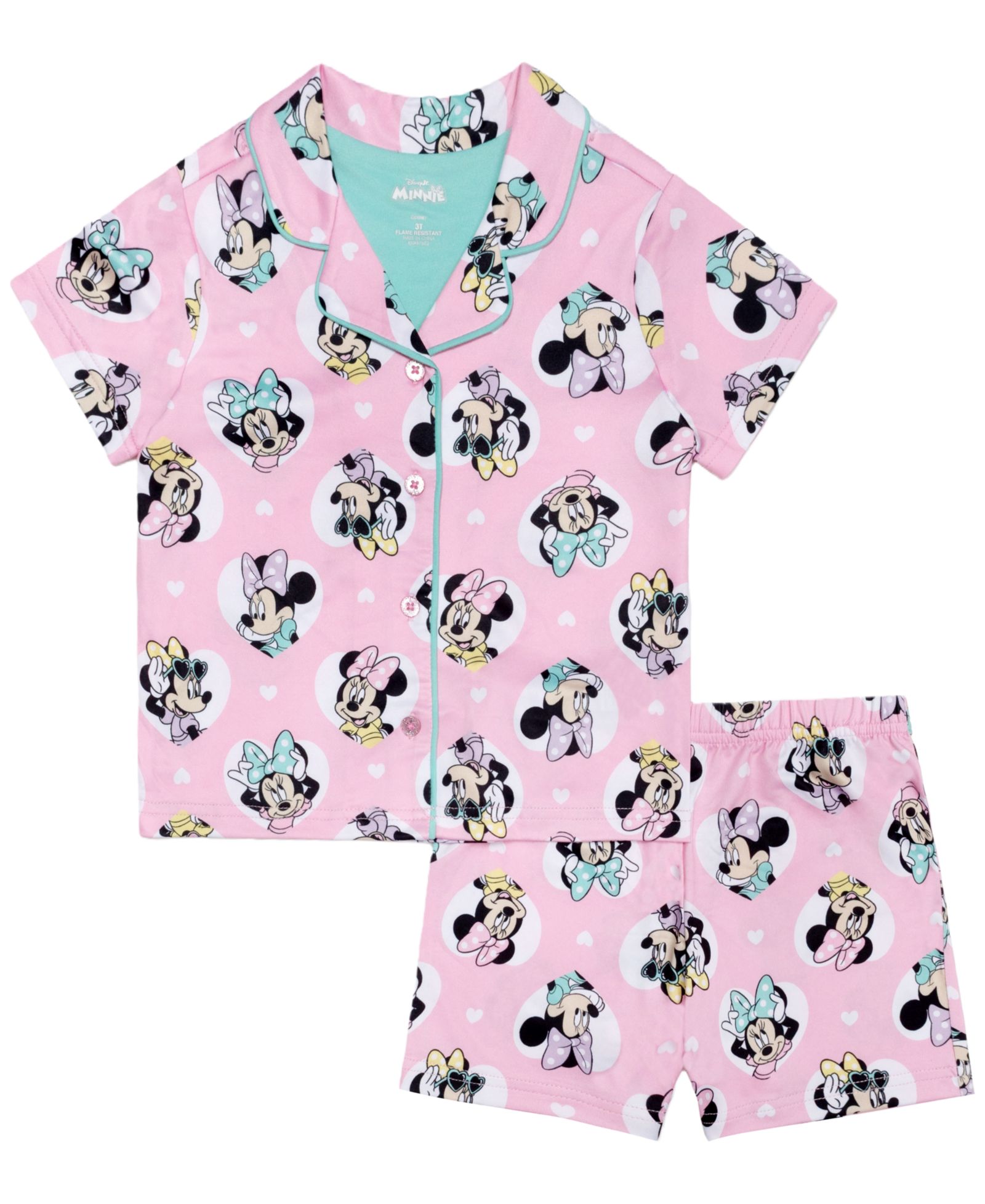 Комплект из 2 предметов Minnie Mouse Girls' 2T-4T Notch Collar Top and Shorts