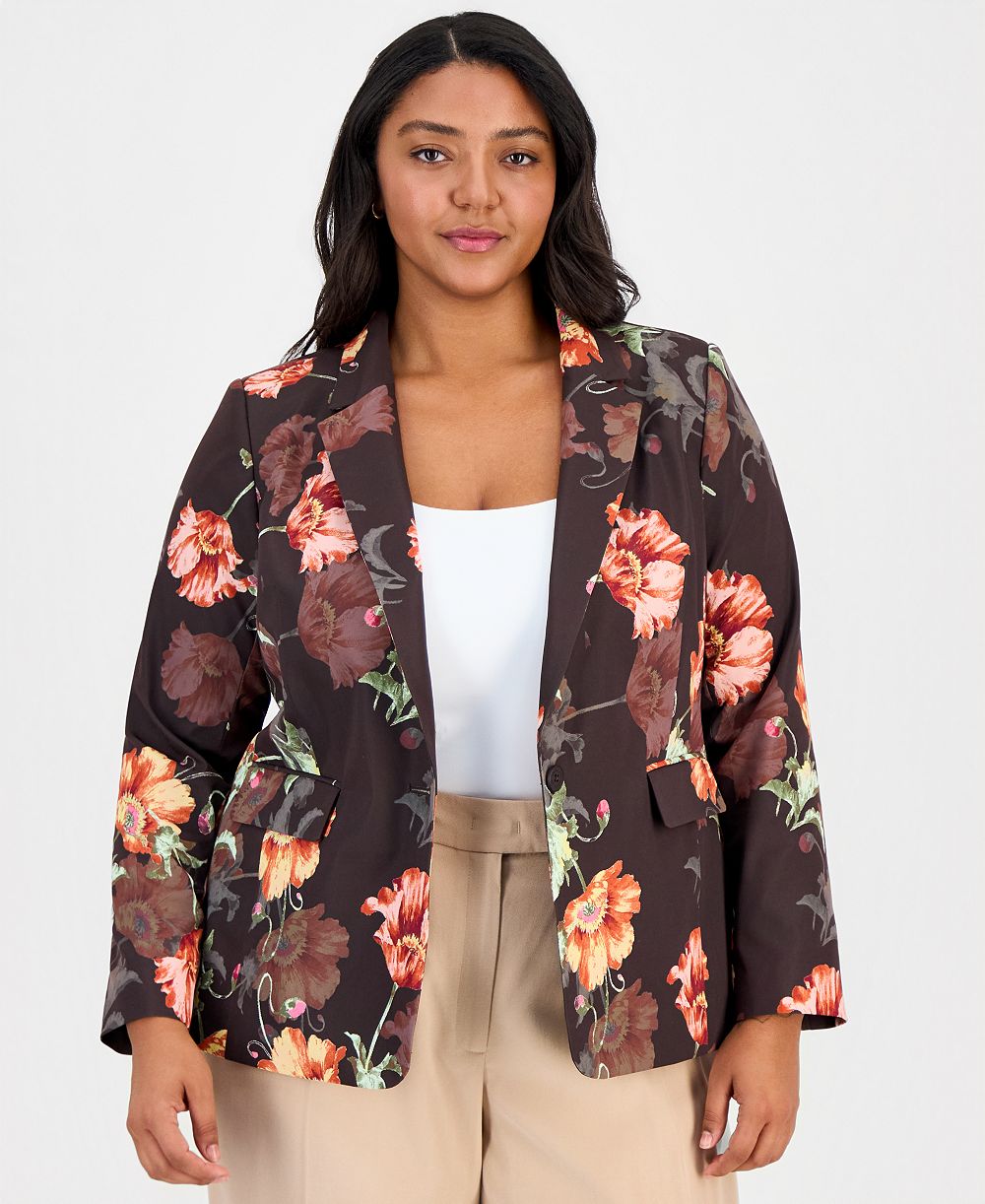 Блейзер Tahari ASL Plus Size Printed One-Button