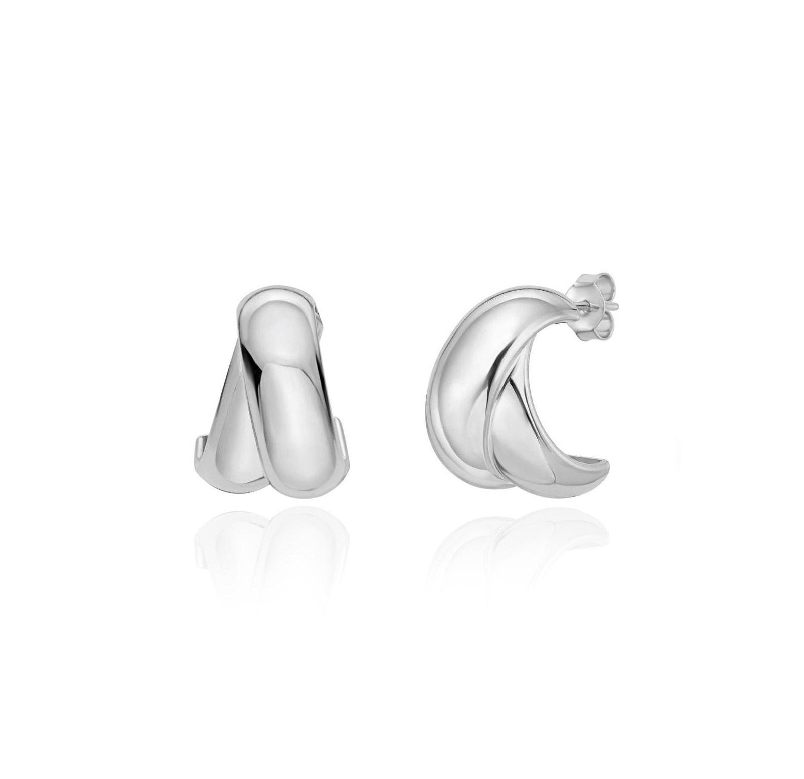 The Lovery Crossover C-Hoop Earring Sterling Silver