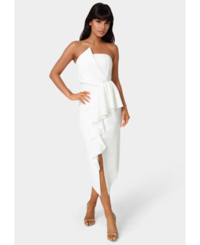 Bebe Women's Strapless Cascade Midi Dress