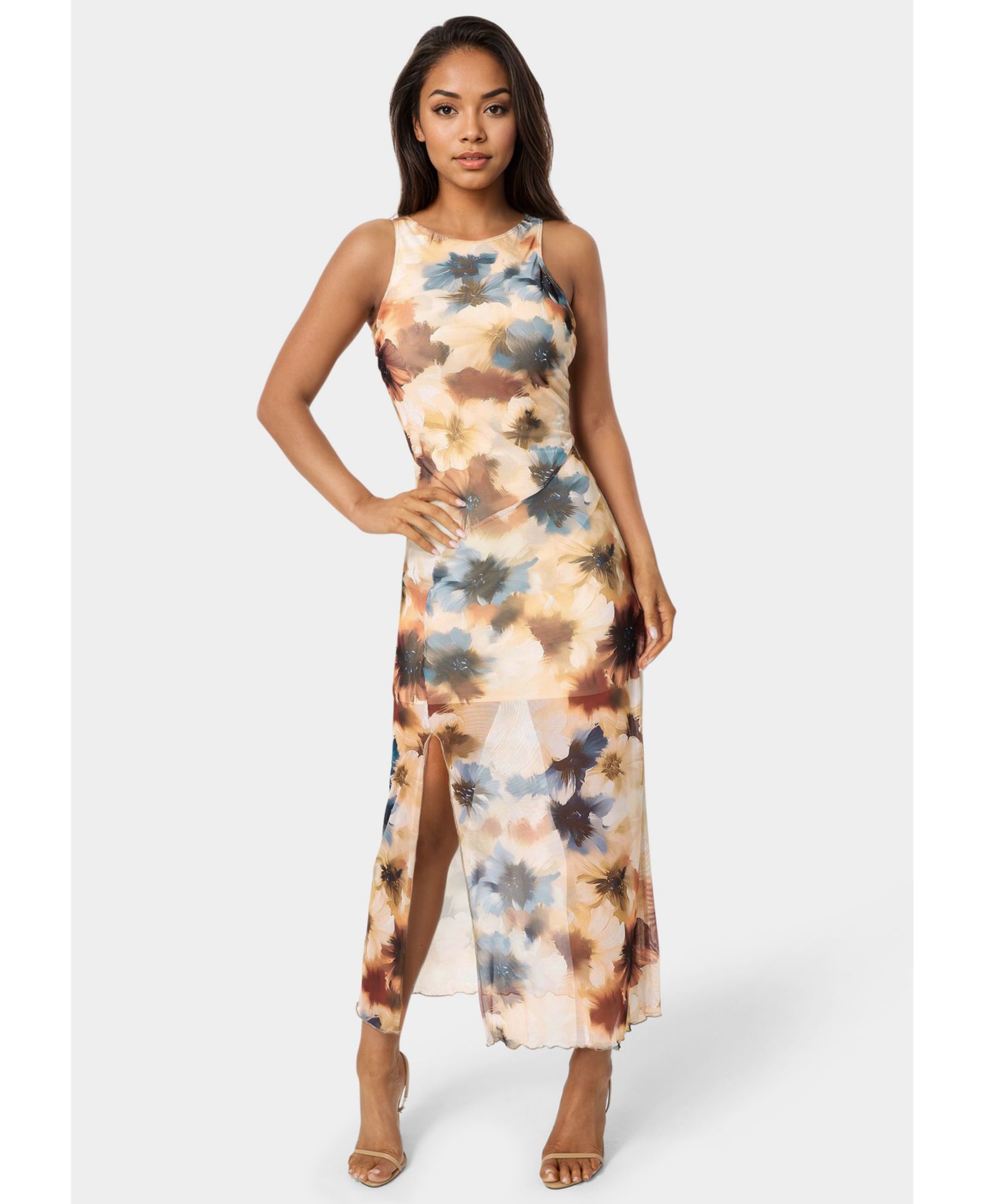 Bebe Женское макси-платье с принтом Powermesh