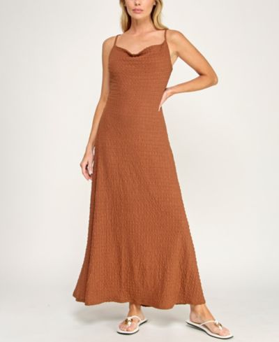 Trixxi Juniors' Sleeveless Cowl Neck Maxi Dress